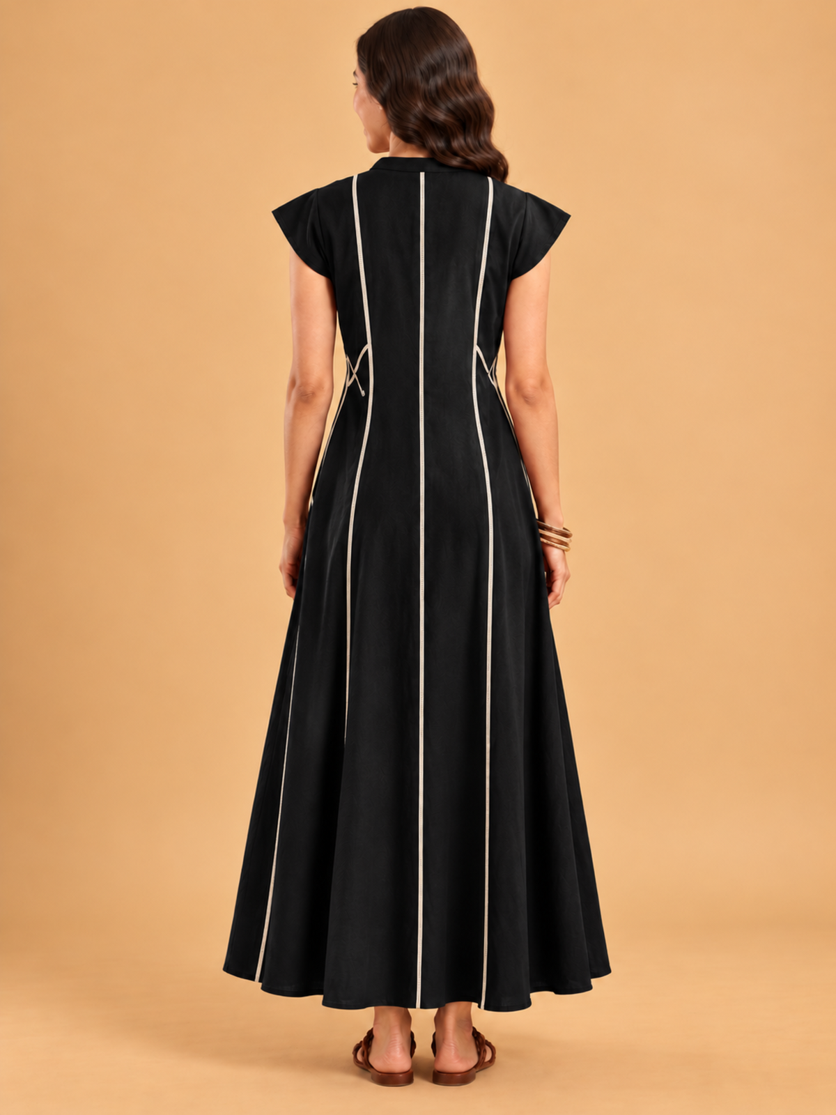 Black Leaf Panel Maxi Dress