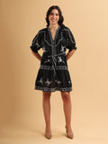 Noir Bloom Embroidered Dress