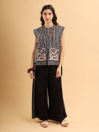 Zyra Stripe Embroidered Pocket Top