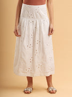 Aurelle Eyelet Embroidered Midi Skirt