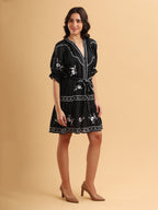 Noir Bloom Embroidered Dress