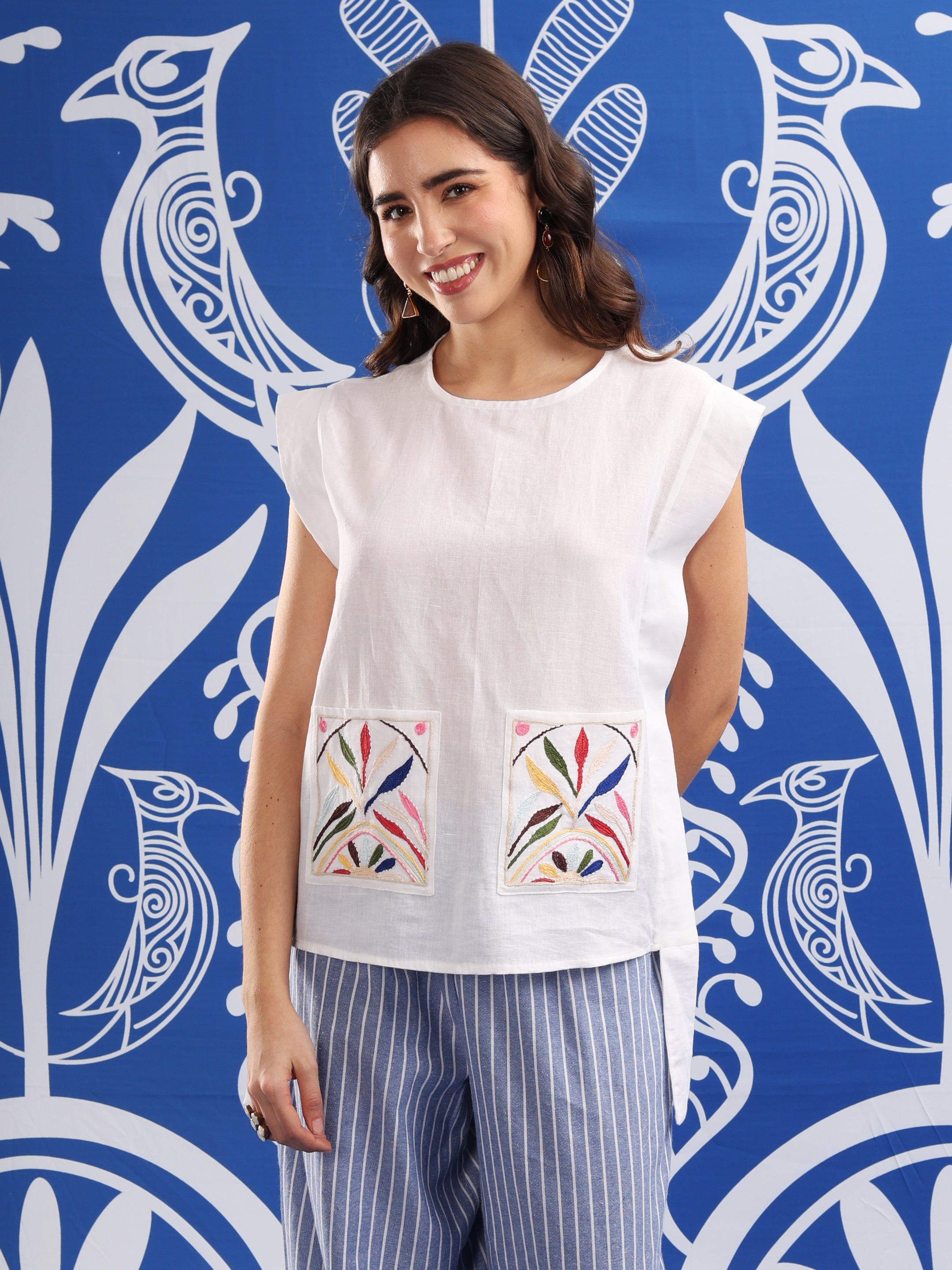 Eira Embroidered Pocket Top
