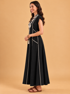 Black Leaf Panel Maxi Dress