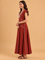 Rust Leaf Panel Maxi Dress