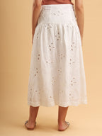 Aurelle Eyelet Embroidered Midi Skirt