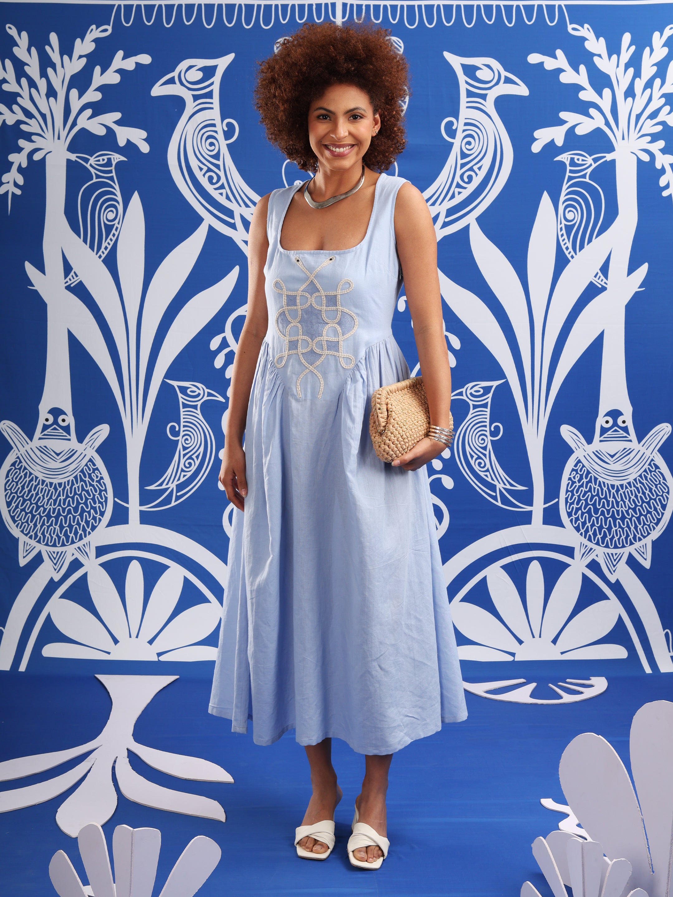 Serpentine Sky Embroidered Dress
