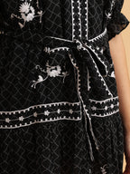 Noir Bloom Embroidered Dress