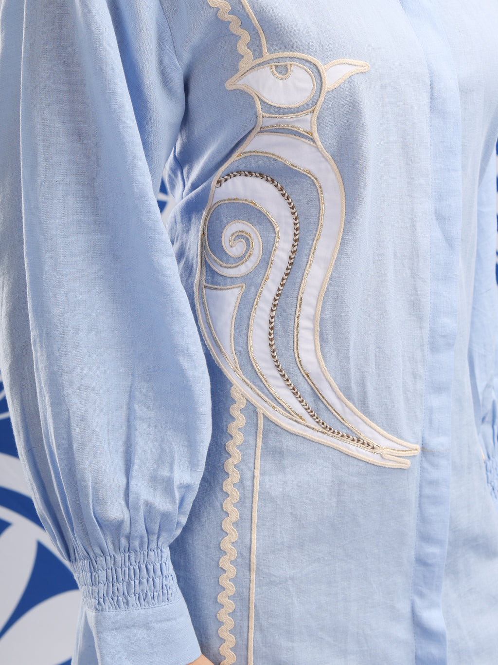 Skyline Bird Embroidered Shirt Dress