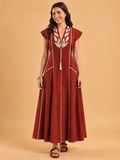 Rust Leaf Panel Maxi Dress