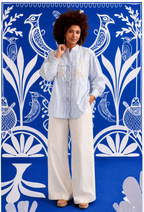 Moonlit Owl Tie-Up Shirt