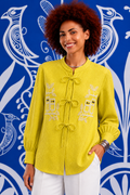Sunlit Songbird Cotton Tie-Front Shirt