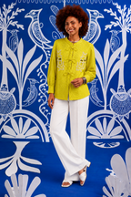 Sunlit Songbird Cotton Tie-Front Shirt