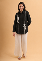 Midnight bird Embroidered Shirt