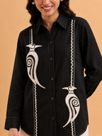 Midnight bird Embroidered Shirt