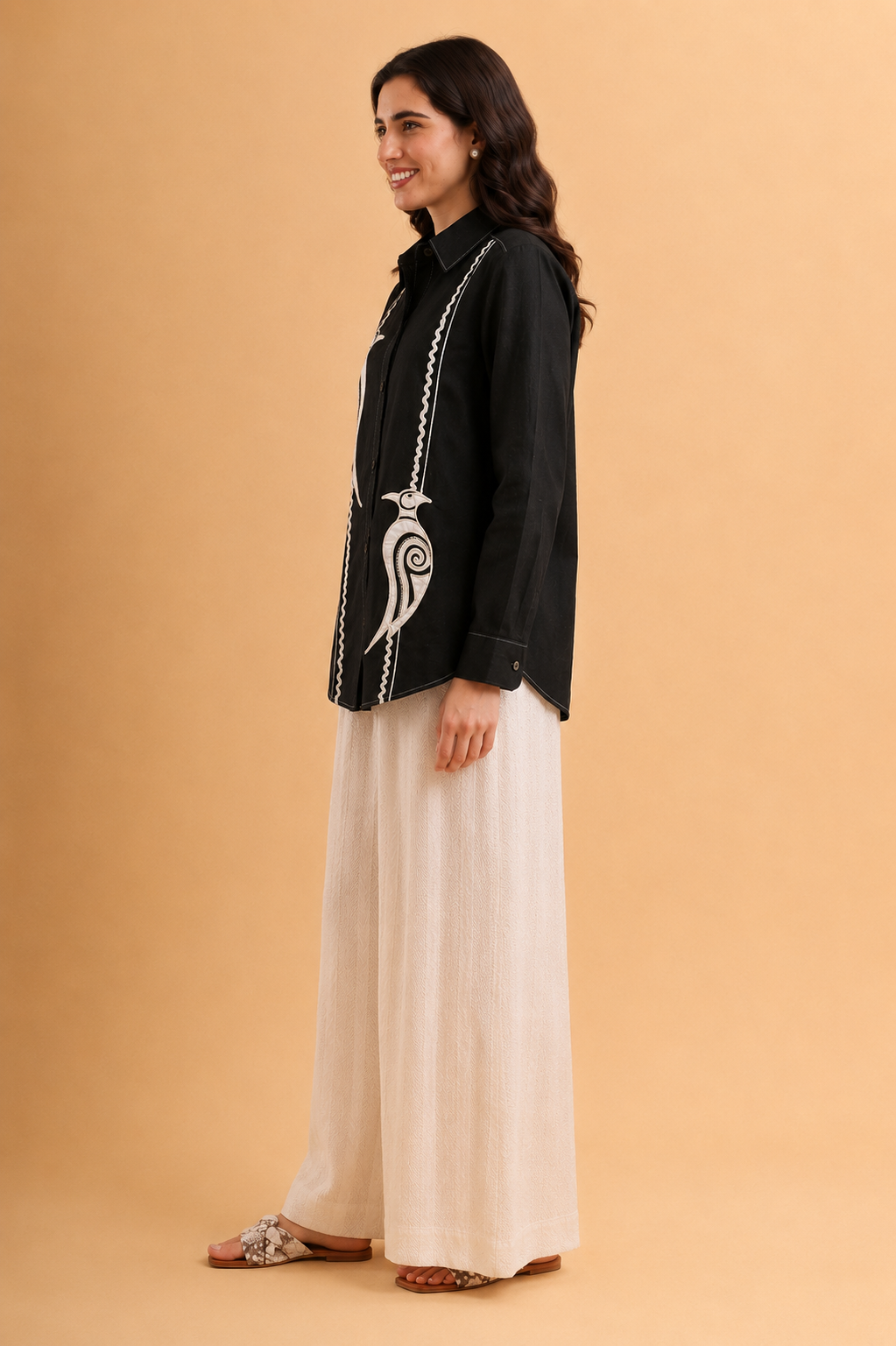 Midnight bird Embroidered Shirt