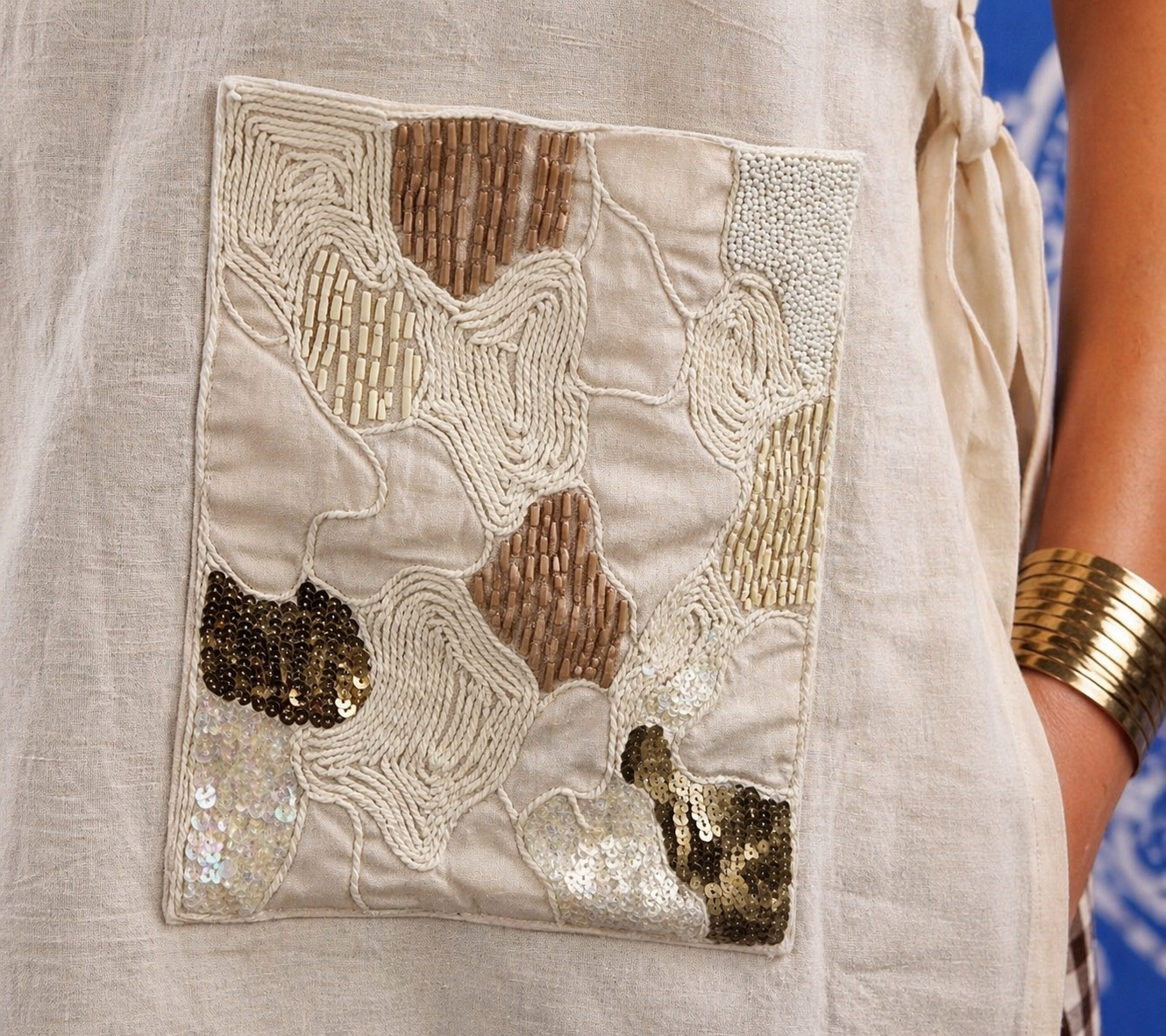 Ivory Terrain Pocket Detail Top