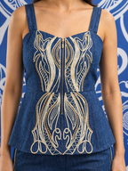Indigo Sculpt Peplum co-ord set