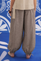 Mocha Check Balloon Trousers
