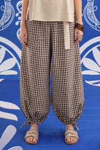 Mocha Check Balloon Trousers