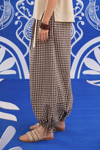 Mocha Check Balloon Trousers