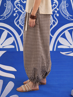 Mocha Check Balloon Trousers