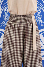 Mocha Check Balloon Trousers