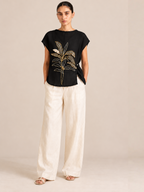 Verdant Black Bloom Top