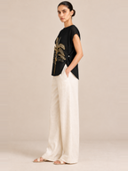 Verdant Black Bloom Top