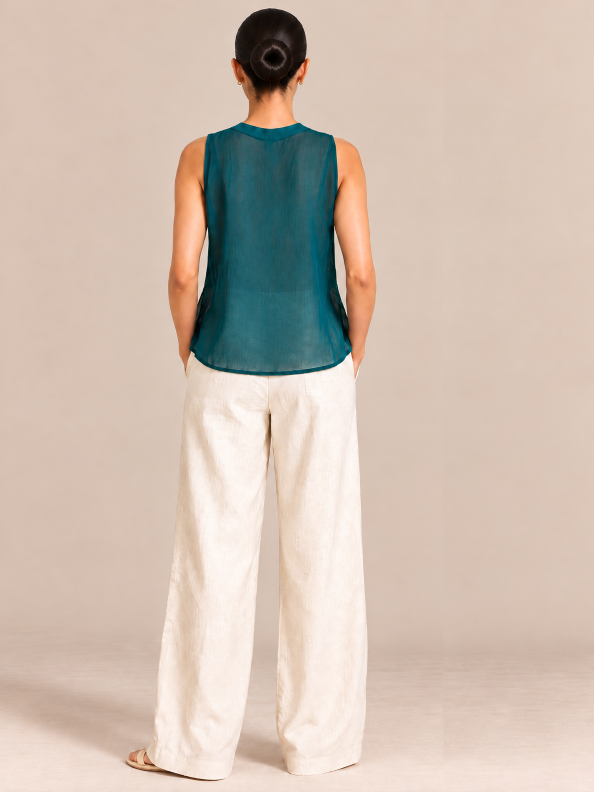 Teal Bloom Embroidered Sleeveless Top