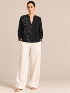 Noir Floral Embroidered Tunic