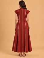 Rust Leaf Panel Maxi Dress