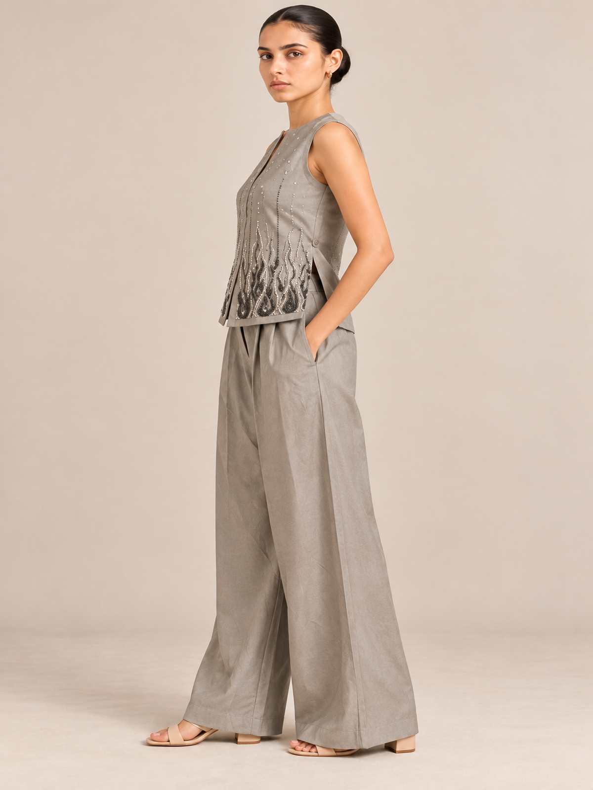 Taupe Embellished Co-Ord Set